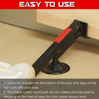 1pc Heavy Duty Manual Door Installation Tool - Ergonomic Foot-Operated Metal Door Lift, Suitable For Hardwood And Softwood Doors, No Power Needed, Sturdy DIY Home Project Equipment, Easily Lift Door Height, Door Hinge Replacement, Home Renovation Assistant, Robust Structure, Great Gift Choice!