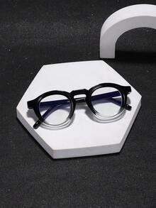 1 副男士圆形眼镜框，休闲风格，聚碳酸酯轻质镜框，适用于电脑游戏、居家办公，带眼镜盒 - 彩色 - 查看 8