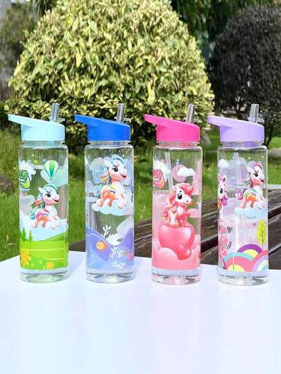 750ml Kids Sports Water Bottle, 4 Color Options, Cute Unicorn Themed Tumbler With Straw, Best Gift For Girls & Boys, Suitable For Outdoor, School, Graduation