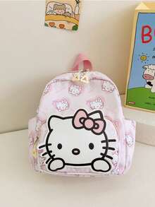 Mochila Fofa e Nova da Sanrio - Mochila Multiuso com Dois Compartimentos, Design de Desenho Animado Adorável, Adequada para Uso Diário e Volta às Aulas. Tecido de Poliéster Leve, Resistente à Água e à Umidade para Proteger os Itens, Múltiplos Bolsos para Armazenamento Organizado. Alças de Ombro Acolchoadas e Ajustáveis e Painel Traseiro de Tela Respirável para Uso Confortável. Kawaii - Multicolorido - Visão 12