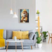 GDYEEH DIY 5D Dog Reading Newspaper Diamond Art Kits, Round Full Drill Sparkling Toilet Diamond Painting Picture, Puppy Painting By NFUmbersss Art Kits For Adults Beginners Home Wall Decor 12x16 Inch - UCGD414 - 查看 3