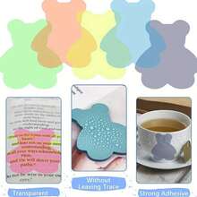 8个迷你方形/心形/圆形/小熊透明便签贴纸，160张PET透明可重复使用可书写便签纸，适用于学生、阅读、备忘录