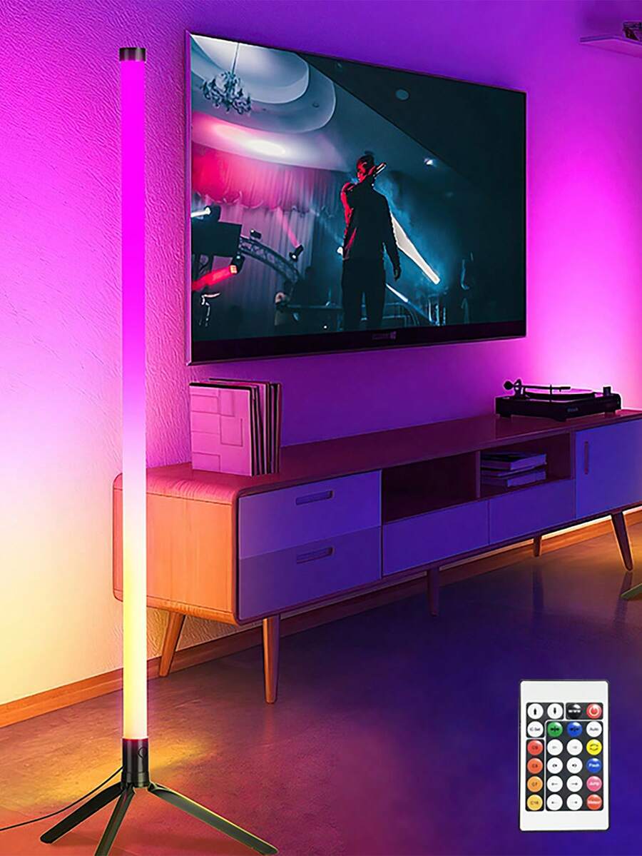 1pc RGB Smart Floor Lamp, Wireless Infrared Remote Control, LED Ambient Light, Color Changeable & Dimmable, USB Powered 5V, Suitable For Living Room, Bedroom, Game Room, Decorative Lighting - Multicolored - View 1