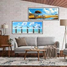 Yomiie 2 Pack Large Diamond Art Kits For Adults, Zebras & Birds Diamond Painting Art Landscape DIY Full Round Drill Kits, Rhinestone Diamond Crystal Craft Canvas Home Wall Decor 31.5x11.81 Inch - 斑馬和鳥類 - 查看 5