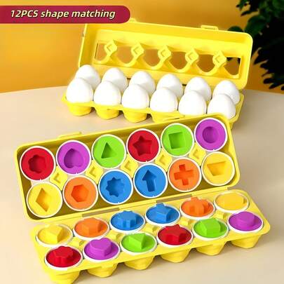 12 Pairs Of Shape Matching Eggs, Colorful Plastic Numbers And Shape Sorting Game, Suitable For Kindergarten Activities | Early Learning Toys | Durable Plastic