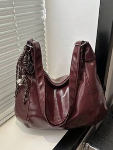 Fashionable Design One Shoulder Tote Bag For Women, Burgundy
