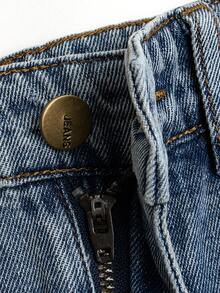 Vintage Washed Light Color Embroidered Adjustable Waist Distressed Denim Shorts For Young Boys - Light Wash - View 4