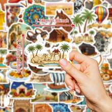 56pcs New Middle Eastern Lifestyle Stickers, Exotic Outdoor Architecture, Food, People, Graffiti Stickers - Multicolor - View 1