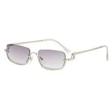 1 Par de Óculos de Moda Retangulares de Metal com Armação Metade, Óculos Vintage Versáteis e Personalizados, Unissex - 2207-Preto - Visão 8