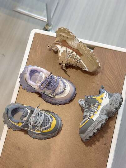 1 paire Chaussures de sport décontractées pour enfants, à semelle souple antidérapante et respirantes, avec fermeture velcro, idéales pour le printemps et l'automne.