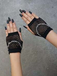 1 双金属粗链方形渔网手套