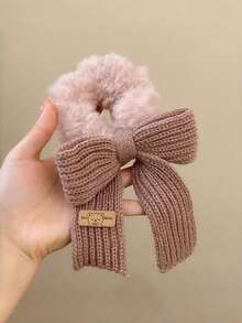 1个秋冬针织蝴蝶结发圈，可爱蓬松发绳，马尾辫发圈，发圈，发绳