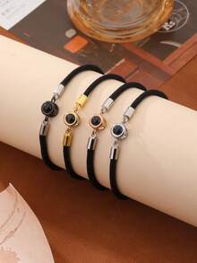 1pc Customized Hollow Projection Bracelet, Stainless Steel Round Photo Bracelet With Extension Chain, Christmas Gift, Red Fashion, Autumn Fashion, Casual, Minimalist, Unisex, Fashion, Colorful, Retro, Minimalist, Unisex, Casual, Cute, Customized, Personalized, Unique, Ideal Gift For Him, Ideal Gift For Her, Boyfriend, Girlfriend, Dad, Mom, Family, Friends, Anniversary, Birthday, Graduation, New Year Charm - Model 3 - View 9