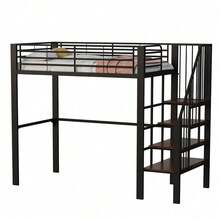 Barnsängramar, sänggavlar och fotgavlar - Svart + Metall och Trä + 90 cm * 200 cm - Visa 7