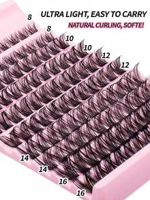 120pcs Cluster Lashes 8-16mm Wispy Individual Lashes Natural Look Lashes D Curl Fluffy Cluster Lashes DIY Eyelash Extension Lash Clusters, Eyelash Clusters, Individual Eyelashes, Lashes, Fake Lashes - Black - View 4