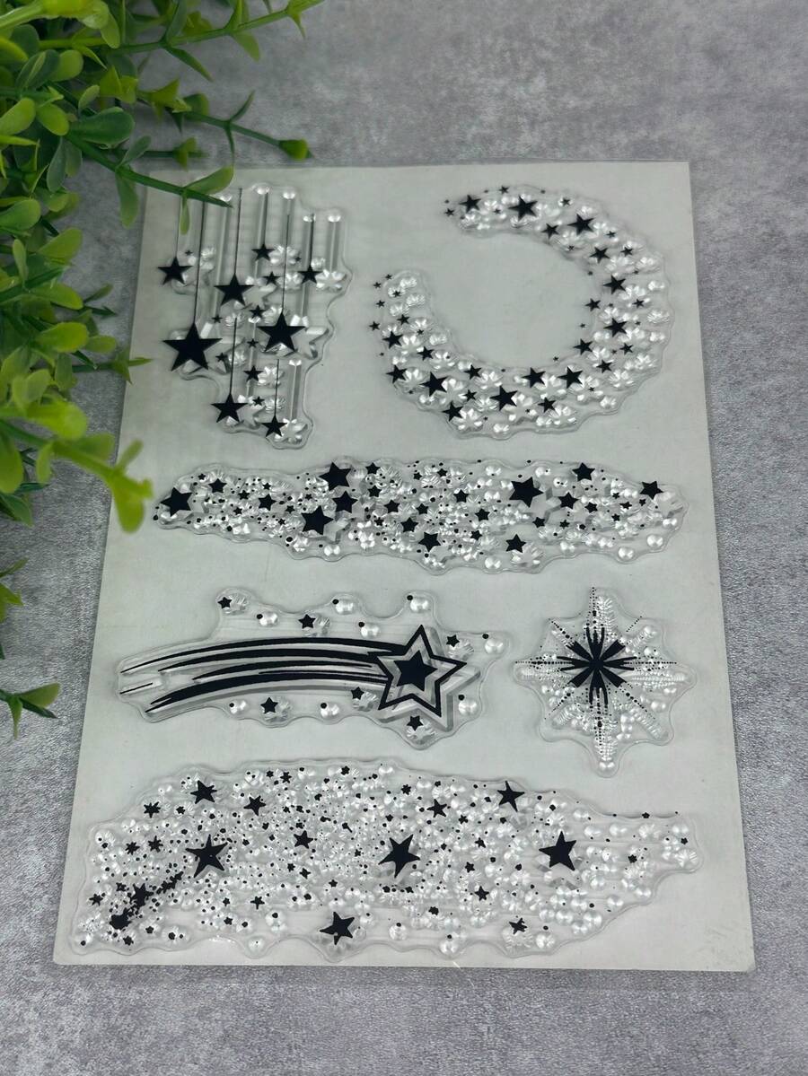 1 Transparent Clear Stamp Retro Rubber Transparent Card Star Making Stamp DIY Scrapbook Photo Magazine Album Decoration Stamp - Black - View 1