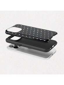 GIIPPA 波点手机壳，粉白可爱手机套，黑色底粉色波点，时尚保护壳，适用于 15 14 13 12 11 X XR 8 Pro Max，科技配件 - 黑色 - 查看 3