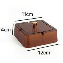 Cinzeiro de Nogueira e Latão com Tampa de Madeira - Cinzeiro à Prova de Odor. Elegante e Durável: Previne Efetivamente a Dispersão de Cinzas e Odores, Adequado para Casa/Escritório. Forro Interno de Metal Fácil de Limpar com Tampa de Madeira Suave. Portátil e Prático: Adequado para Uso Diário e Também como Peça Decorativa Moderna! - Multicolorido - Visão 2