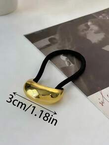 2个/1个女士金色金属发圈，几何图案弹力发绳，适合浓密头发，优雅复古设计，生日和特殊场合的完美之选，可调节且用途广泛，可作马尾辫发圈、发圈、橡皮筋发带、发绳。 - 彩色 - 查看 4