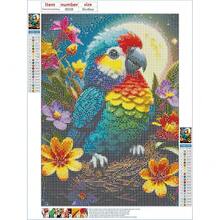 GDYEEH DIY Parrot 5D Diamond Art Painting Kit, Flowers Full Round Drill Sparkling Diamond Painting Picture, Moon Light Diamond Painting Art Craft Kits For Adults Beginners, Home Wall Decor 12x16inch - USGD008 - 查看 8