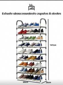 Organizador de zapateros de 6/7/8/9Niveles,Rack de Acero lnoxidable  Organizador de Zapatos Simple y Facil de Montar - Multicolor - Ver 9