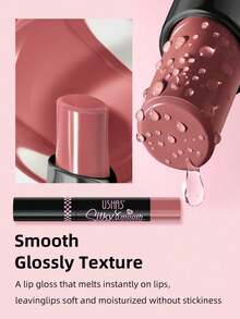 Chì kẻ môi lì USHAS, 8 màu, chống thấm nước và chống dính, thoa đều, lì, màu lâu trôi, tông màu đỏ, hồng, nude, phù hợp với mọi tông da - #07 Nâu nhạt mềm mại - Xem 5