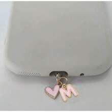 1pc Pink Heart-Shaped Metal Dust Plug, 26 Letter Heart Charging Port Protector Cover, DIY Phone Decor Compatible With Apple/Type-C, Mobile Device Dust-Proof Accessory, Girly Letter Heart Dust Plug, Gift For Friends, Valentine's Day Gift, Festival Small Gift Gifts For Mother, Family, Friends, Kids, Birthday, Holiday Phone Accessories Phone Charm - Pink Type-c - View 17