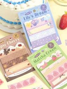 1本撕取式异形便签纸，韩式ins风备忘录纸，Wish Bakery系列，适用于礼品、办公、家居、标记、标签、教室、娱乐玩具、学生日记本、创意复古装饰贴纸 - 彩色 - 查看 7