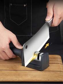 三档多功能手持磨刀器，防滑底座，快速磨刀工具，厨房刀具配件 - 彩色 - 查看 4