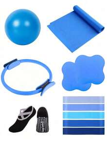 Bộ dụng cụ tập Yoga và Pilates (11 món) - Thiết bị tập thể dục tại nhà dành cho nữ, bao gồm dây kháng lực, bóng Pilates mini, vớ yoga, dây kéo giãn, miếng đệm đầu gối yoga, vòng yoga điều chỉnh được, thích hợp cho việc tập luyện chân, tay, đùi và cơ bụng tại nhà, phòng tập yoga hoặc phòng gym. - Nhiều màu - Xem 10