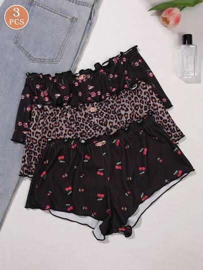 3pcs Women's Ditsy Floral Comfortable Hipster Panties