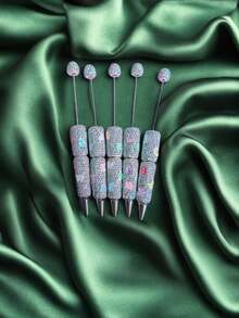 5支时尚银色DIY串珠笔，饰有大量水钻，适合派对装饰、节日礼物，是女性的理想之选。 - 彩色 - 查看 2