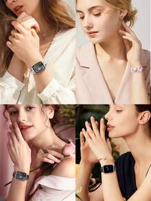 2条装花卉雕刻表带，兼容表带41mm 40mm 44mm 45mm 42mm 46mm 38mm 49mm，女士款，可爱紫荆花图案，柔软硅胶运动表带，兼容 Series SE 11 10 9 8 7 6 5 4 3 2 1 Ultra 3 2 - 星光/粉+奶茶/棕 - 查看 9