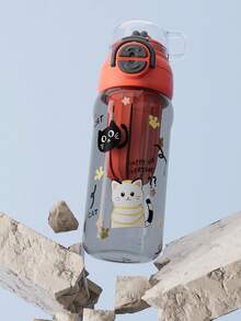 1pc High-Quality Plastic Water Cup, 2026 Summer Dual-Drink New Straw Cup, Cute Portable Space Cup - Multicolor - View 5