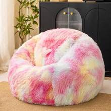 Fundas para sillas de puf de peluche arcoíris sin relleno cómoda funda de silla de puf esponjosa arcoíris para dormitorio almacenamiento de animales de peluche sillas de puf para niños adultos - Arco iris - Ver 1