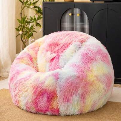 Fundas para sillas de puf de peluche arcoíris sin relleno cómoda funda de silla de puf esponjosa arcoíris para dormitorio almacenamiento de animales de peluche sillas de puf para niños adultos