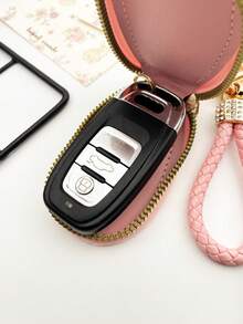 Rabbit Key Pouch For Women, Lockable Car Key Holder, Large Capacity Multi-Functional Keyring Storage Bag, Simple Compact Home Key Pouch, Universal Car Key Protective Cover - A - View 7