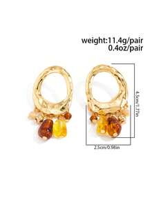 2pcs/Set Bohemian Style Irregular Hollow Resin Fashion Earrings Set, Luxurious Lightweight Casual Party Wedding Holiday Versatile Charm Faux Jewelry Earrings Gift For Women - Earrings - View 5