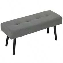 Upholstered Sofa With Rope Cover, Metal Legs, Bedroom, Living Room, Hallway, 100 X 36 X 45 Cm, Grey - Grey - View 3