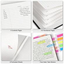 Graph Paper Notebook, 312 NFUmberssed Pages Large A5 Hardcover Leather Journal, 100gsm No Bleed Grid Paper Notebook With Index Pages, Grid Notebook For Graphing Notes Math, 5.75\ X 8.38\, Black - Black - View 4