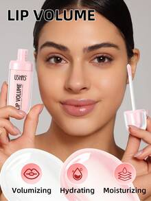 USHAS滋养唇彩，2种颜色可选，保湿丰盈唇釉，光泽水润不粘腻唇釉，持久保湿，打造裸妆效果，适合所有肤质 - #01 Creamy Sheer Rose - 查看 6