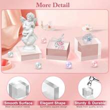 Soporte de base de acrílico paquete de 3 bloques acrílicos de 3 x 3 pulgadas para exhibición base de trofeos cubeta cuadrado transparente soporte de pedestal para coleccionables - Transparente - Ver 5