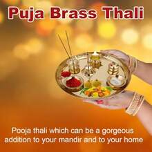 Hashcart Brass Puja Thali Set 8.75 Inch Pooja Thali Aarti Thali With Diya Agarbatti Holder And Other Accories Religious Spiritual For Home Mandir Temple Diwali Gift - Gold - View 5