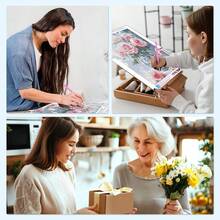 MISCER Pink Roses Diamond Painting Kits For Adults, 5D Full Drill DIY Flower Diamond Painting For Beginners, Home Wall Decor 12x16 Inch - 花-05 - 查看 5