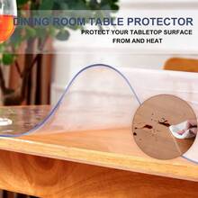 14x24 In Table Protector Plastic PVC Desk Protector Tablecloth Cover Office Desk Pad Wood Furniture Glass Dining Tabletop Countertop Waterproof Rectangular With Mouse Pad - Clear 1.5mm + 14"x24" - View 9