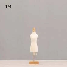 1个迷你缝纫服装模特，带方形底座，方便缝纫，1/4比例迷你女式缝纫服装模特，迷你缝纫模型套装，带红色补丁