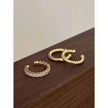 Minimalist 3 PiecesNon-Piercing Ear Stud Set For Women, Hypoallergenic Clip-On Magnetic Earrings, Simple Geometric Ear Cuffs & Ear Jackets, Everyday Versatile Ear Jewelry Gift Set - Silver/Gold