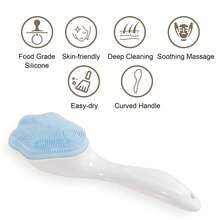 Silicone Face Scrubber Exfoliating Brush, Manual Handheld Facial Cleansing And Blackhead Scrubber, Soft Bristles Waterproof For Face Skincare (Pink) - 粉色 - 查看 6