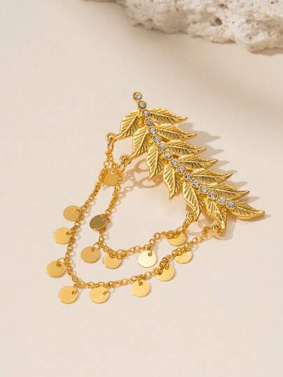 Herseygold 1个叶子形状发夹，中东阿拉伯新娘首饰发簪，婚礼节日女士发饰