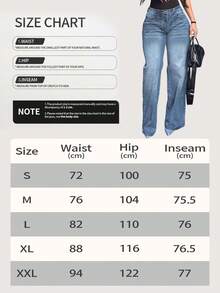 Women's Solid Straight-Leg Jeans – Loose Fit, Casual & Versatile Everyday Denim - Rửa nhẹ - Xem 5